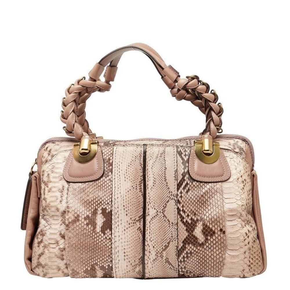 Chloe Python Leather Handbag Beige